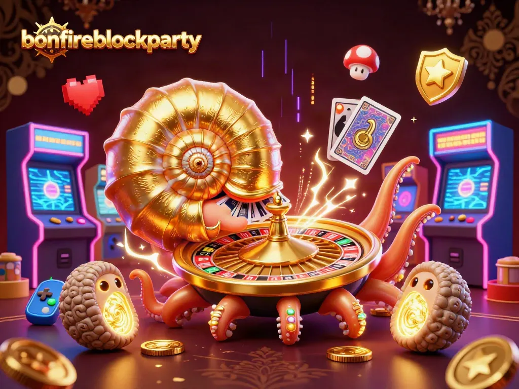 Engage with the thrilling bonfireblockparty experience through vibrant gambling-themed digital art showcasing casino elements.